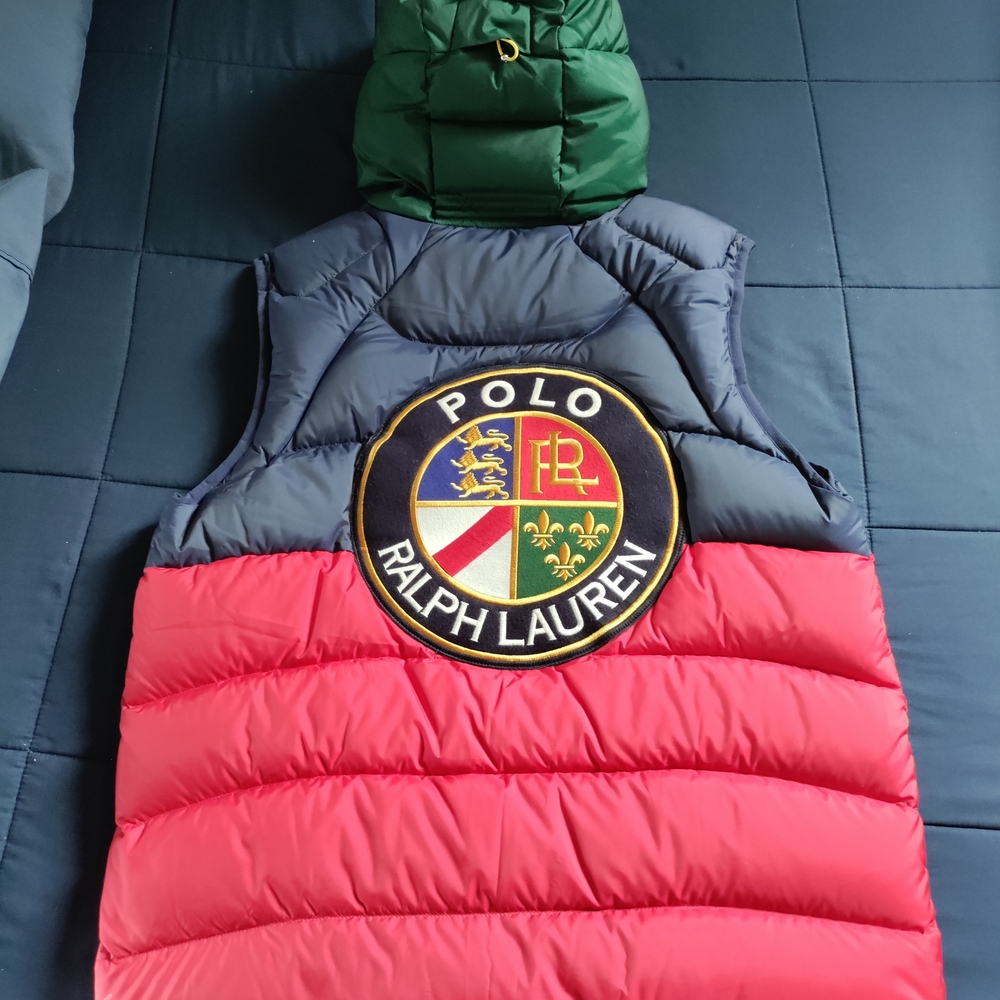 Ralph Lauren Blue Quilted Jacket with Yellow Trim